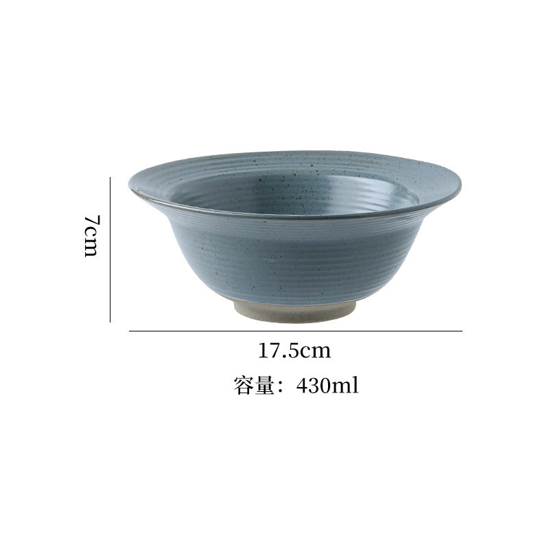 Vintage japanese-style handmade rustic pottery ribbed straw hat bowl ceramic dinnerware pasta plate creative salad plate home soup bowl