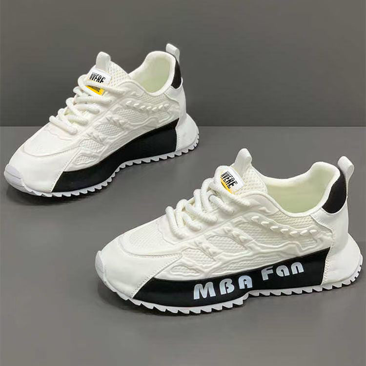 Men's shoes 2025 new winter mesh versatile breathable athletic casual white sneakers height increasing running dad shoes
