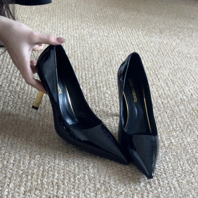Yx2026new arrival small gold root black suede flatsflats thin heel fashioneasiest for matchelegant pointed toe high heels for women