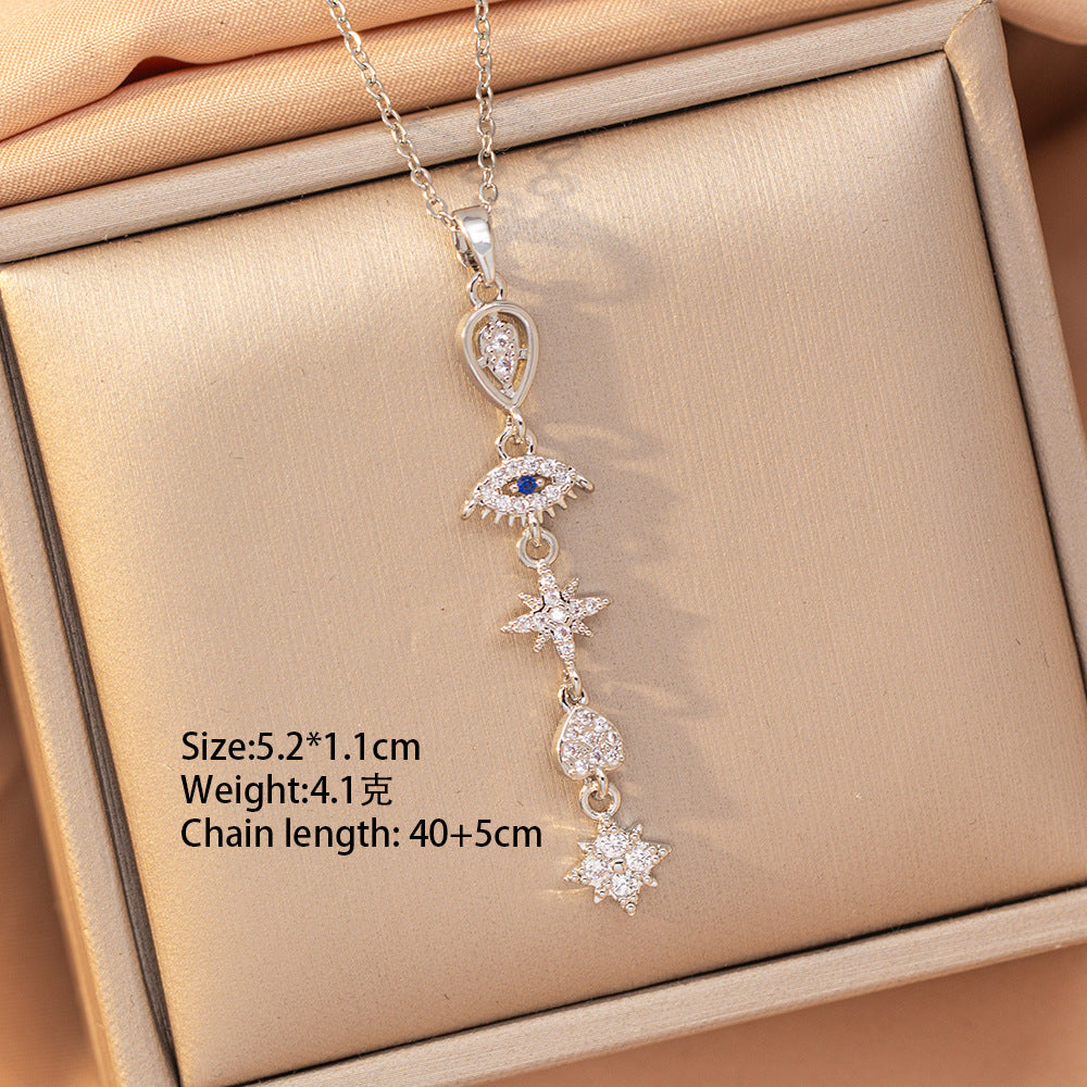 [titanium steel] cross-border popular copper micro-embedded tassel necklace for women 18k gold high-end accessible luxury fashion clavicle chain jewelry