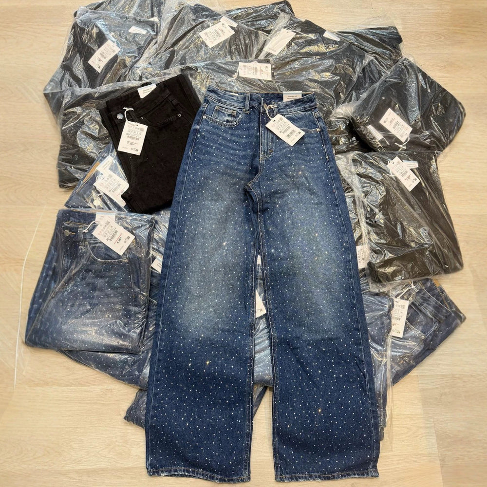 Boyfriend jeansnew hot rhinestone sequinjeans women's pantsavailable women's jeans