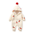 Baby fall and winter clothes jumpsuit fleece-lined men's and women's baby long sleevesheattech zipper shirt romper hooded christmas deer