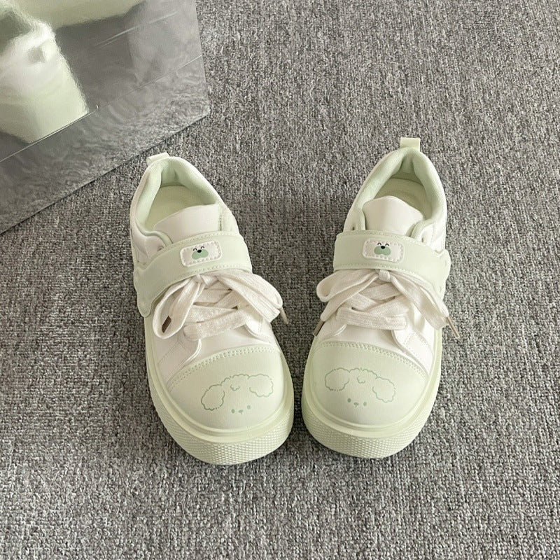 Women's shoes 2026 new spring thick solewhite shoes women's velcro student easiest for match bread shoes heightened casual sneakers