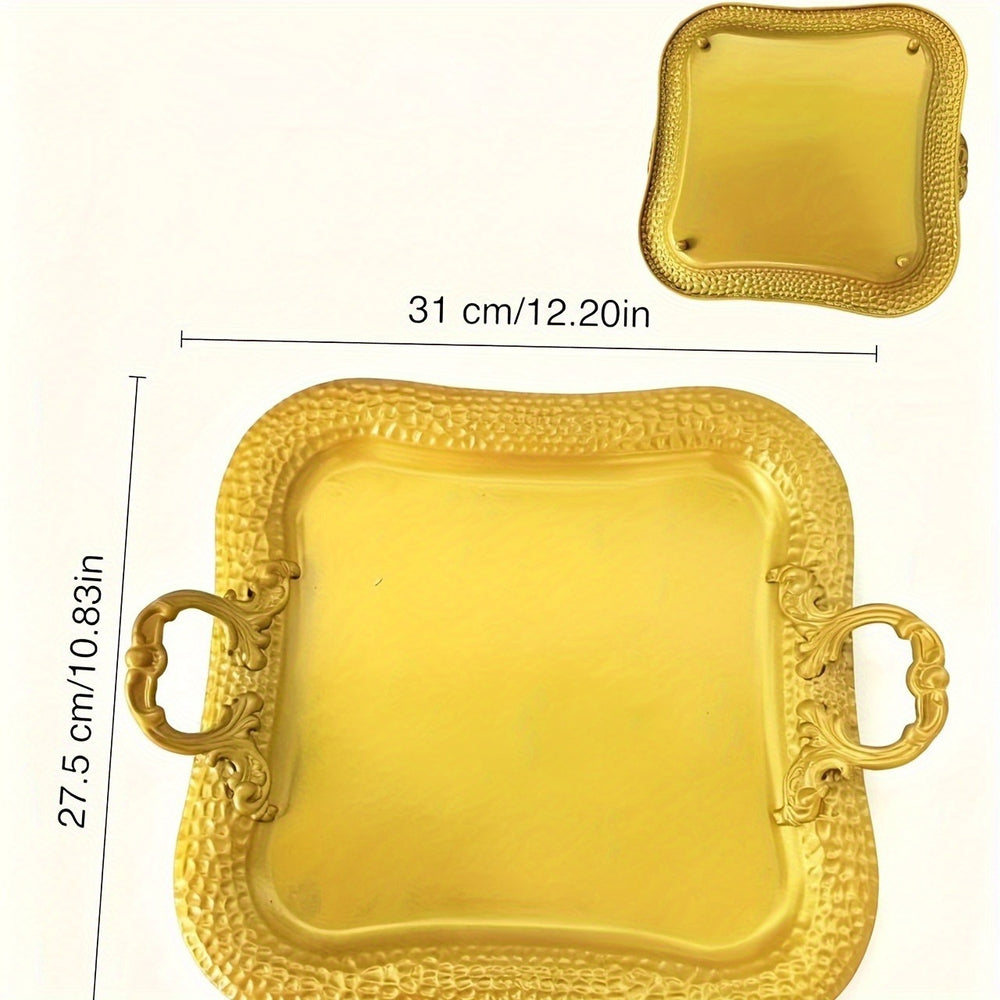 Manufacturer european style creative home elegant metal pattern tray party wedding hotel restaurant decoration tray