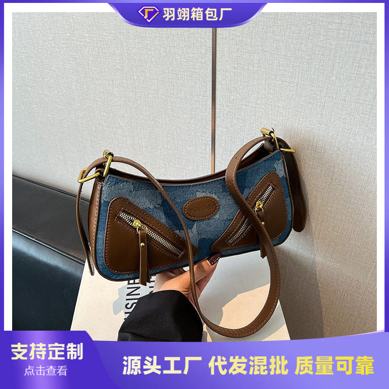 Cross-border 2025 new fashion baguette bag women's shoulder bag to work commuter messenger bag versatile bag retro style