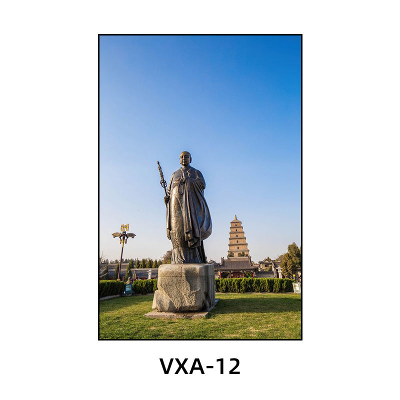 陕西装饰画西安长安古城风景建筑面馆挂画美食餐厅饭店包厢壁画