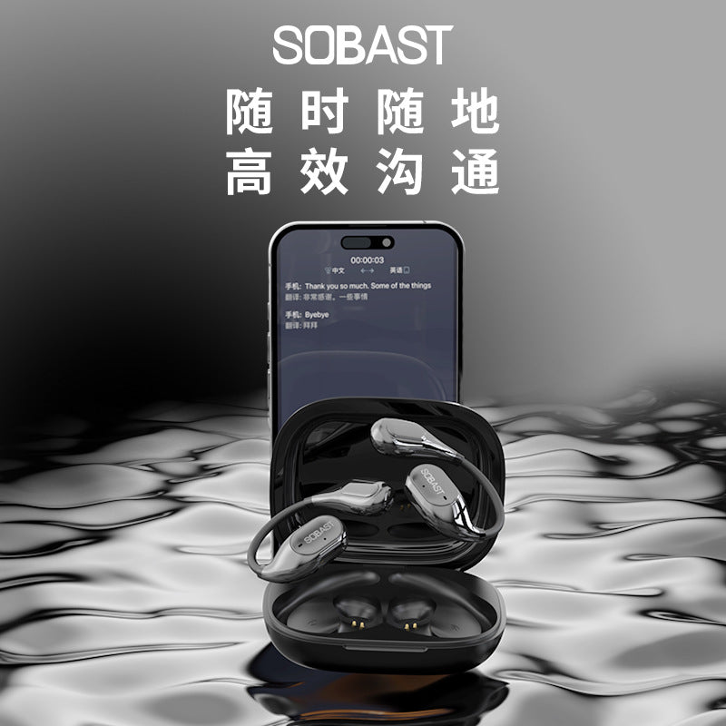 Sobes sow13pro touch screen ai translation earphones ows ear-hook open noise reduction wireless bluetooth headset
