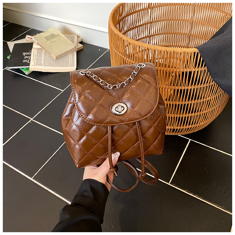 Designer argyle chain backpack - 2026 spring new arrival bucket bag - premium quality fashion commuter bag for women