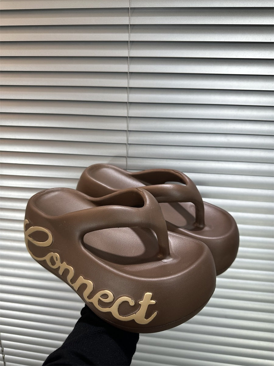 8cm popular platform flip-flops for women, new 2026 summer collection, stylish outdoor sandals