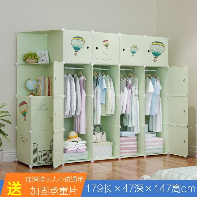 Simple wardrobe for home bedroom cabinet rental house simple folding assembly dormitory reinforced baby kids wardrobe cupboard