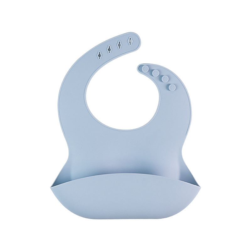 Baby three-dimensional silicone bib bib baby solid color leave-in saliva pocket waterproof and anti-dirty children's complementary food rice pocket