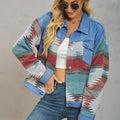 European and american cross-border foreign trade women's clothing  independent station autumn hard-washed color matching denim outwear shorttops