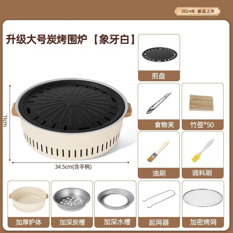 Outdoor camping style tea making by the stove zibo charcoal barbecue stove for home small multi-function smokeless barbecue grill heating stove