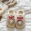Cotton slippers women's autumn wintercute shirley rose bear outwearthick sole home non-slipfleece-linedheattech confinement shoes