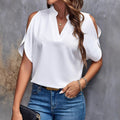 Amazon fashion cross-border women's clothing 2024 summer new print v-neck elegant fashion off-shoulder sleeve women's top