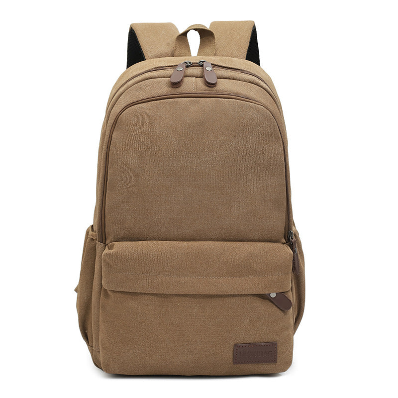 Cross-border casual canvas backpack male large-capacity college student schoolbag waterproof computer backpack outdoor travel backpack