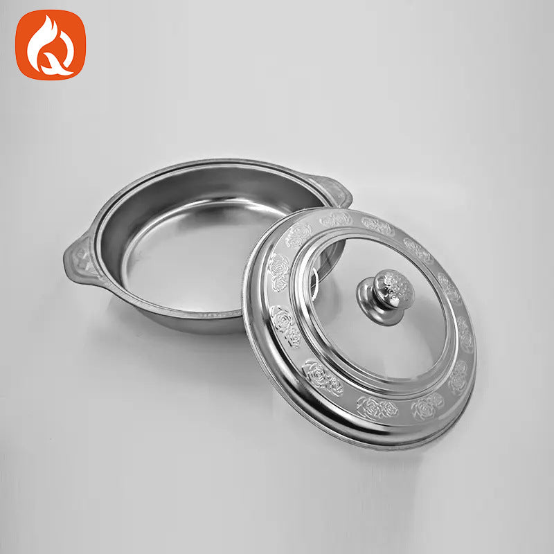 simple stainless steel lace round three-legged dining stove with cover hotel restaurant grilled fish stove buffet stove wholesale