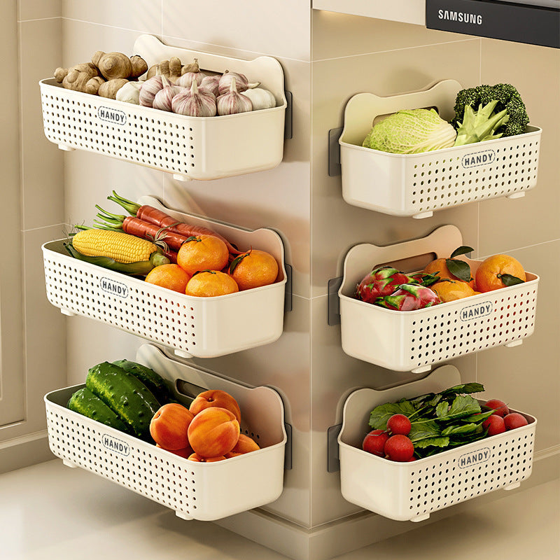 Kitchen Onion, Ginger, Garlic Shelf Wall-mounted Washing Wall Artifact Basket Box Various Multifunctional Vegetable Storage Baskets