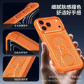 Premium breathable cooling magnetic stand compatible with apple 17 pro max phone case, apple 11 iridescent honeycomb mesh