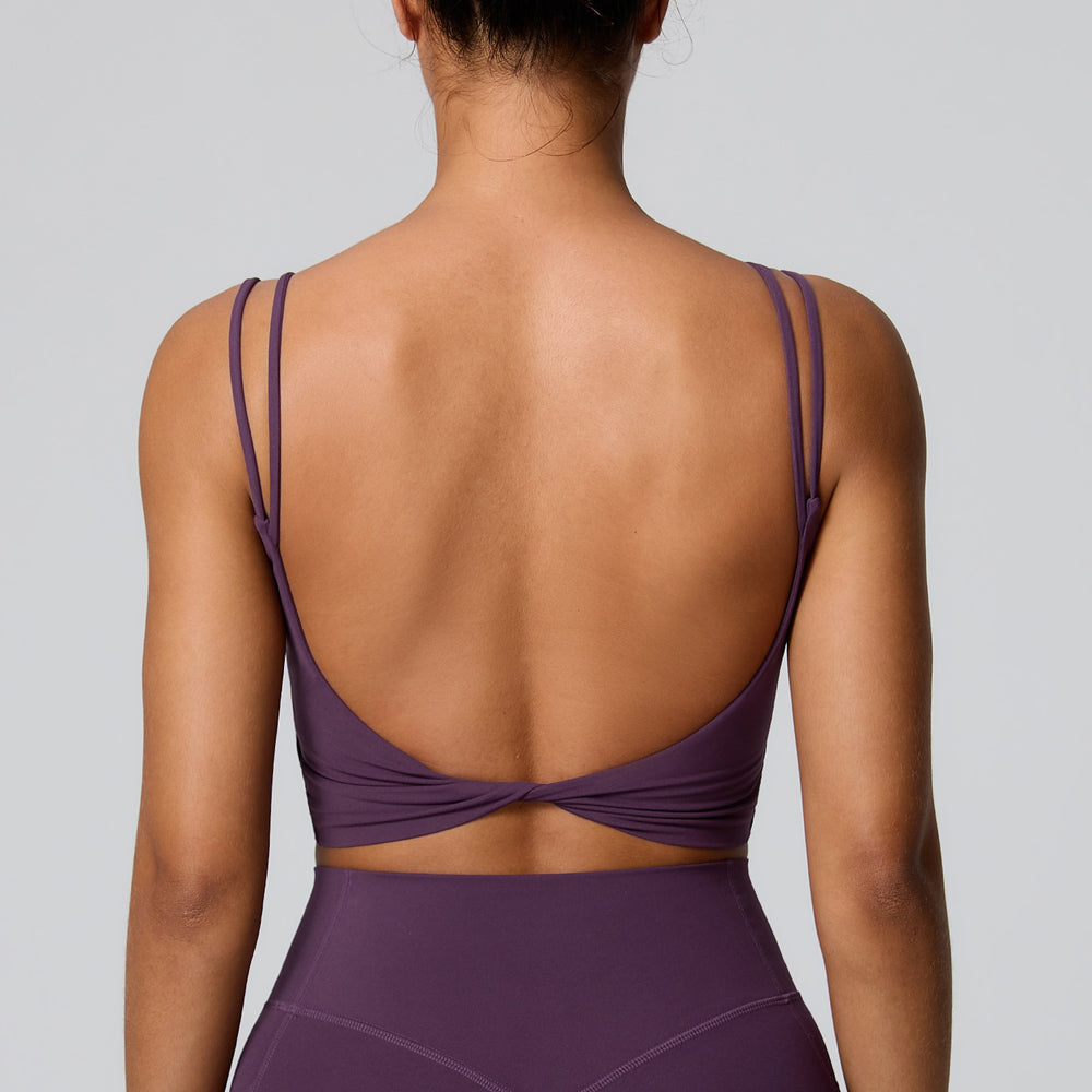 European and american new style camisole yoga top women's sexy backless shockproof sports bra running fitness activewear