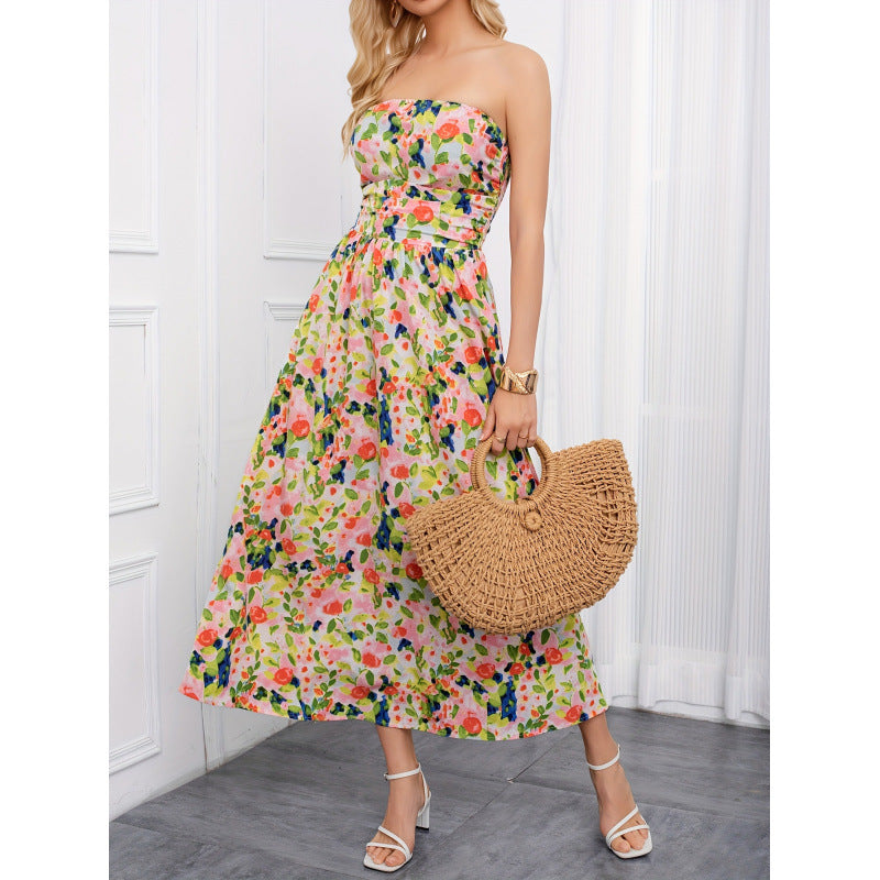 listing: new  women's elegant bandeau date night printed dress