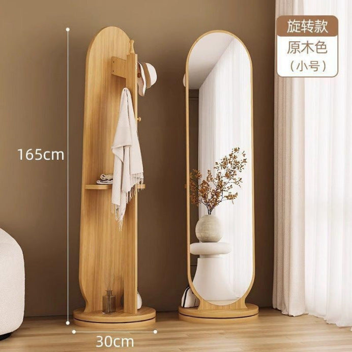 Full-length mirror, rotating mirror, dressing mirror, full-length floor mirror, movable, with coat rack, all-in-one clothes rack, fitting mirror