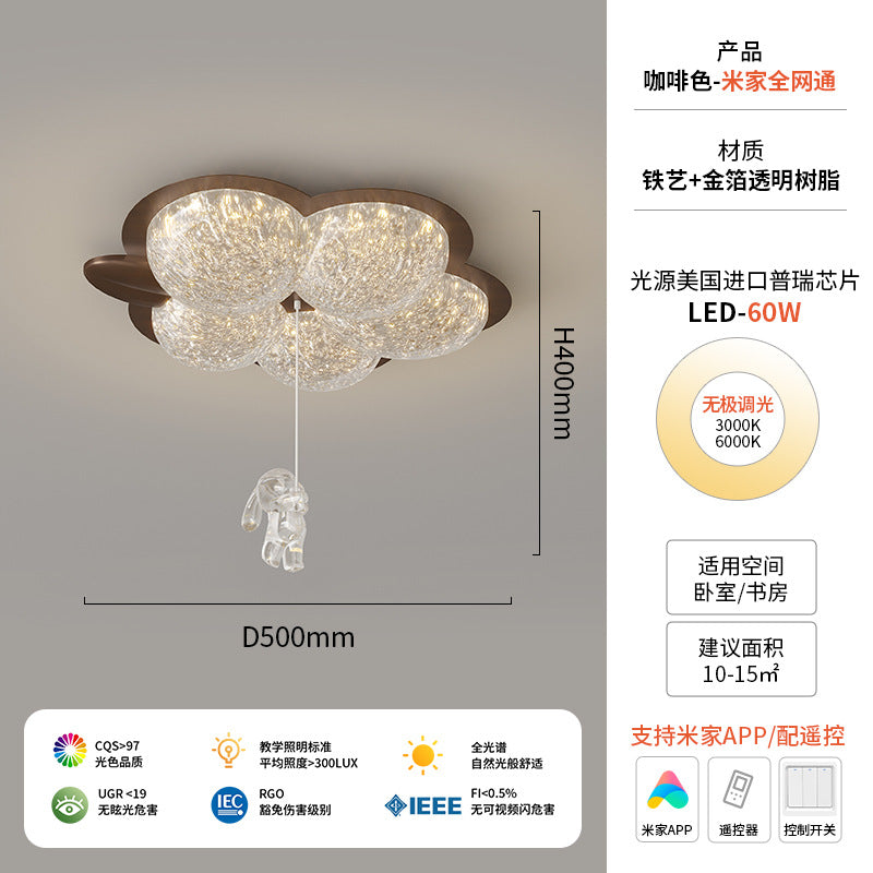 Light luxury flower bedroom light 2024 new post-modern all-copper master bedroom room lighting creative rabbit children's room