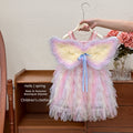 Girls' new summer dress - korean style rainbow winged birthday party dress - tulle tutu princess dress