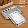 Stainless steel commercial catering tray - rectangular serving tray, flat base plate, food prep tray, display tray, steaming tray, bbq & dumpling tray