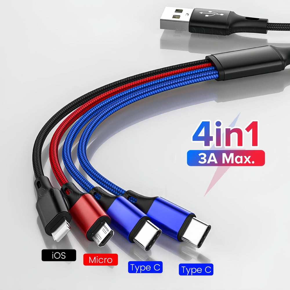 One-to-four data cable suitable for apple and huawei mobile phone fast charging cable power bank earphone charging cable braided cable wholesale