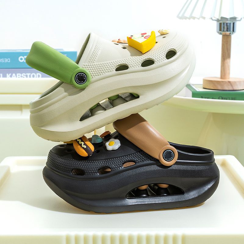 2025 new women's wedge platform clogs - summer outdoor wear, thick sole, two-wear style, chunky heel, non-slip beach sandals & slippers