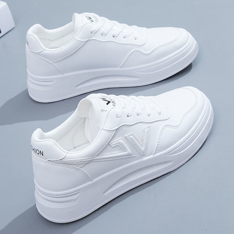 spring/autumn new arrivals: women's lightweight campus style outdoor leather white sneakers for spring/summer
