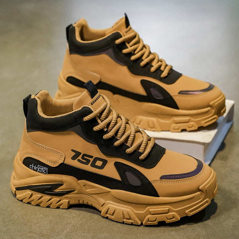 Men's fall new high-top casual sports height-increasing anti-slip men's martin boots hiking thick-soled wear-resistant work shoes