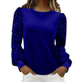 new arrival: independent e-commerce fashion women's gold velvet crew neck sequin patchwork long sleeve t-shirt top (us & european style)
