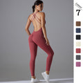 fashion butt lifting yoga clothes, quick-drying tight running sports cross-back, no embarrassing line fitness jumpsuit