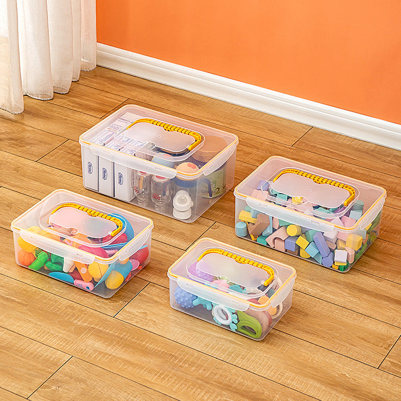 Children's toy storage box Plastic stackable high-capacity finishing box Household portable toy storage box with lid