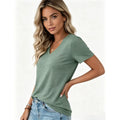 Amazon  summer cross-border fashion new v-neck spring/summer t-shirt tops for european and american women