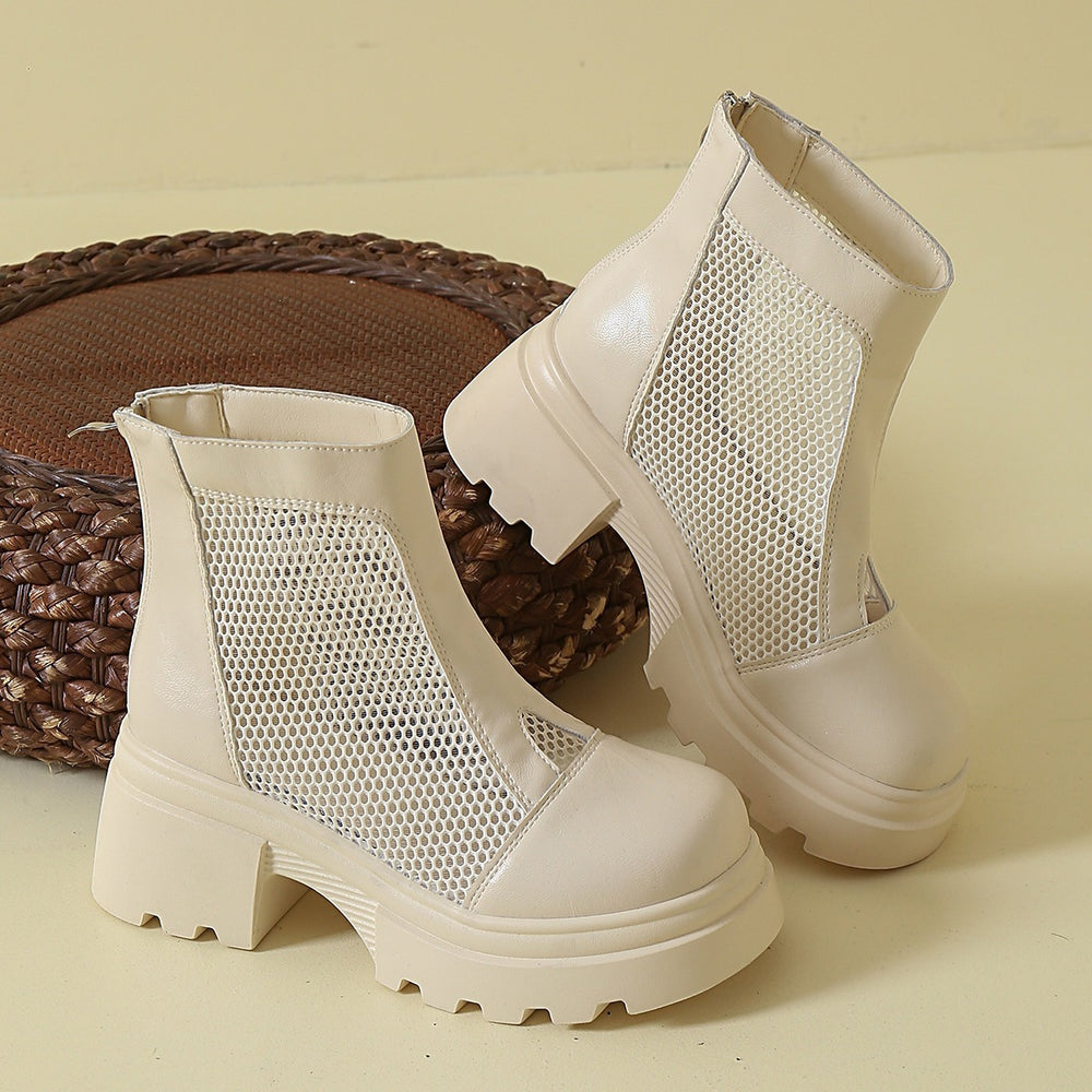 martin boots for women summer thin women's mesh breathable cut out short boots with thick bottom petites mesh cool boots