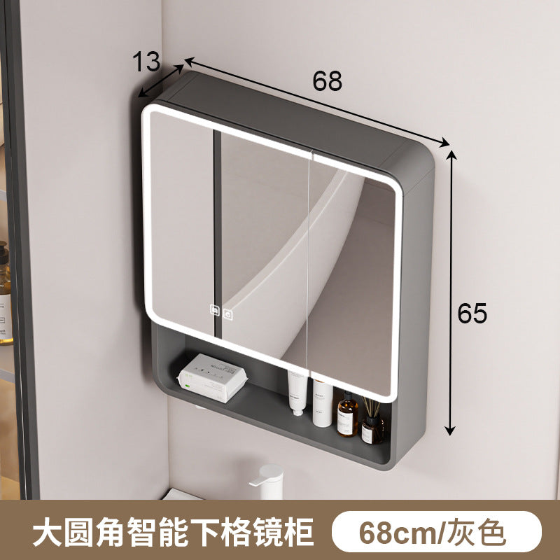 Honeycomb aluminum arc bathroom mirror cabinet lighting locker toilet wall-mounted mirror with vanity mirror smart mirror case
