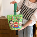 Cute cartoon canvas tote bag for women, 2024 new style handheld bucket bag, large capacity lunch bag, fashionable cloth handbag
