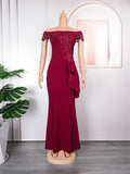 Aliexpress women's plus size long high-end party evening gown tiktok african plus size french dress