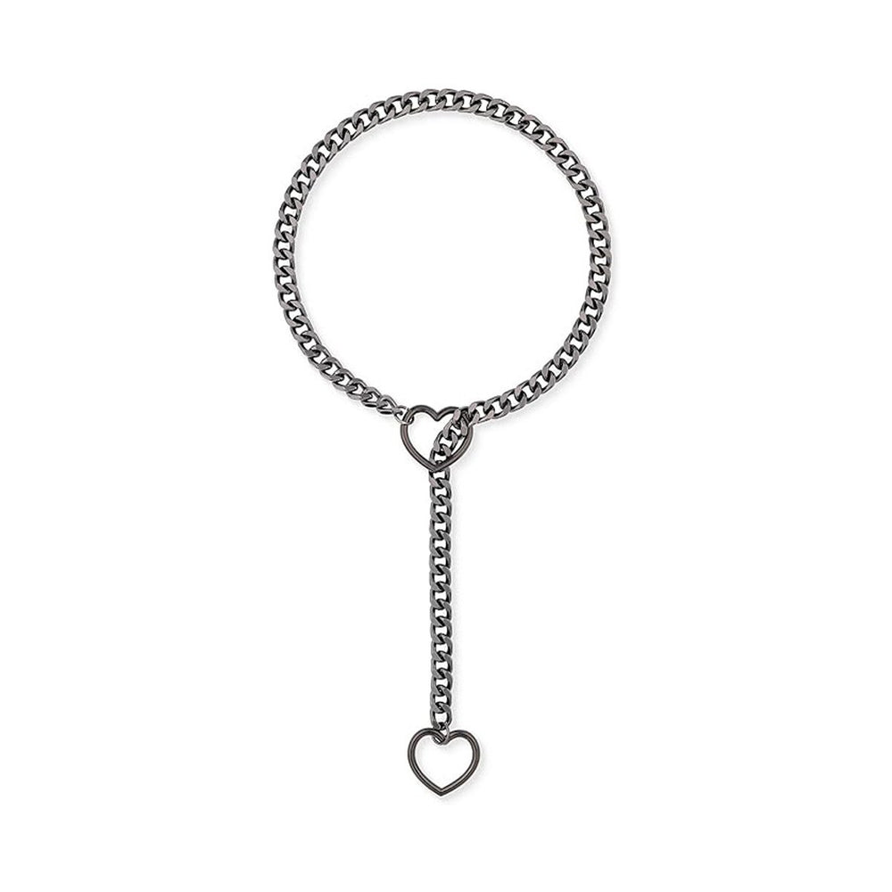 2025 amazon export new heart ring sliding chain necklace - trendy punk cuban y-chain design for women
