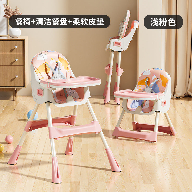 Baby high chair - foldable, portable, home use - infant learning seat for feeding - multifunctional dining chair for kids