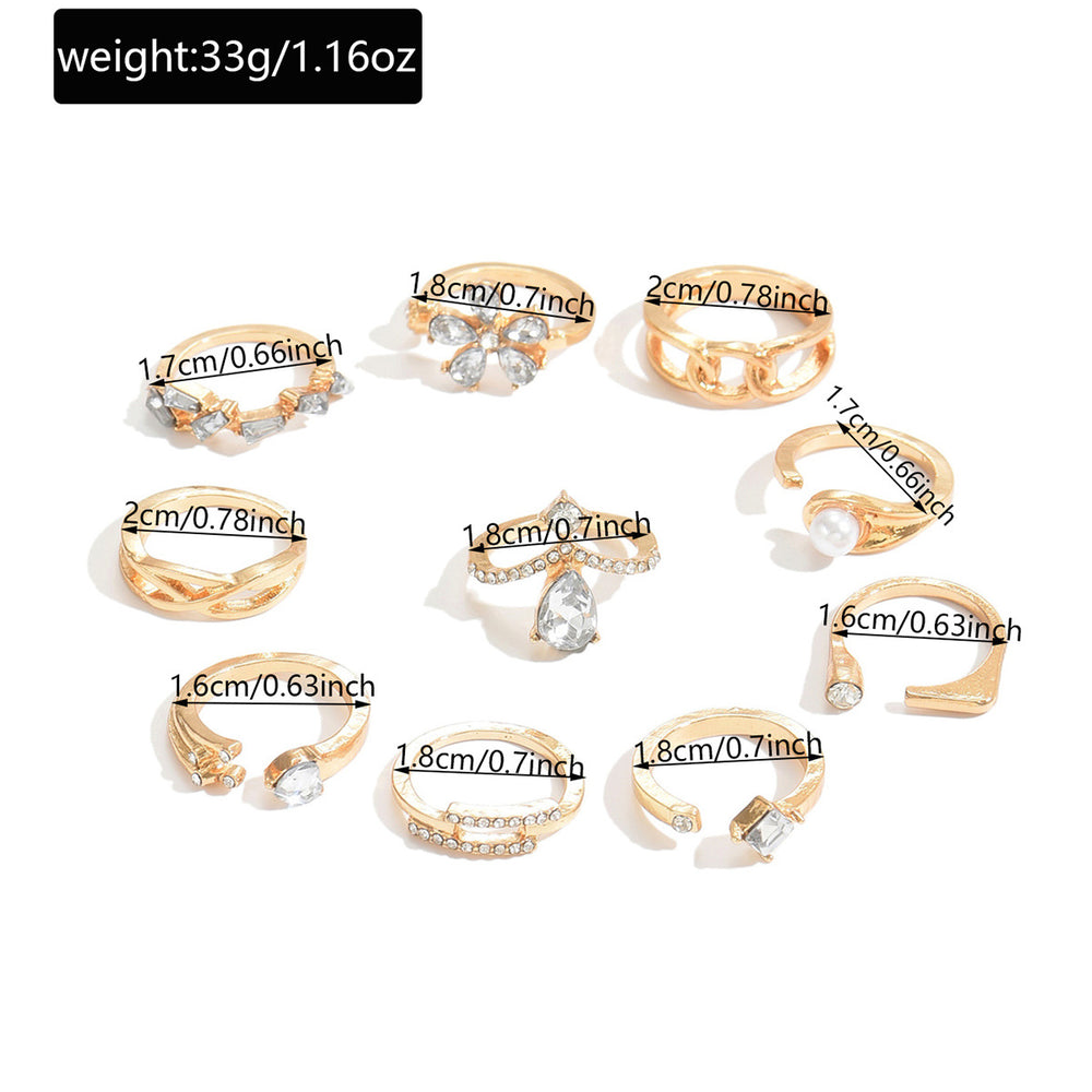 European and american cross-border luxury floral teardrop diamond ring set - unique geometric stackable knuckle rings for women