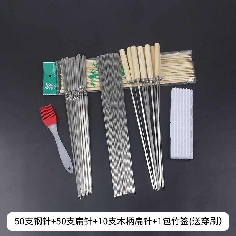 Bbq skewer net clip bbq needle mutton skewers barbecue tools supplies clip outdoor steel needle iron drill gloves accessories