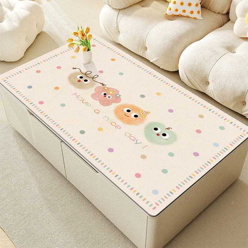 Environmentally friendly cartoon tablecloth waterproof and oil-proof coffee table mat silicone leave-in anti-ironing tablecloth living room protection dining table mat