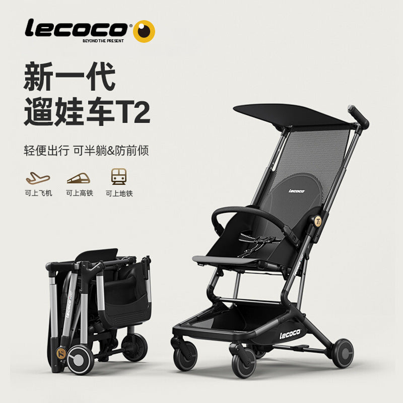 Leka lecoco pocket car t2 baby walking artifact lightweight foldable boarding can sit and lie down four-wheeled baby stroller