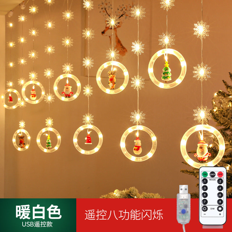 Christmas decorative light string star light string room curtain light atmosphere LED lights flashing Christmas tree ice strip light