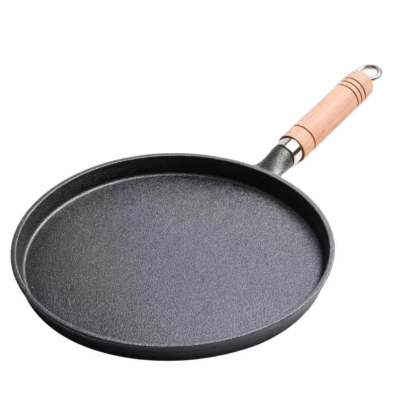 Cast iron pan Pig iron frying pan Uncoated non-stick pancake pan Pot gripper pizza baking pan factory
