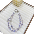 Ins style handmade pearl double chain mobile phone case lanyard creative rhinestone rocking horse pendant wrist crystal one piece dropshipping